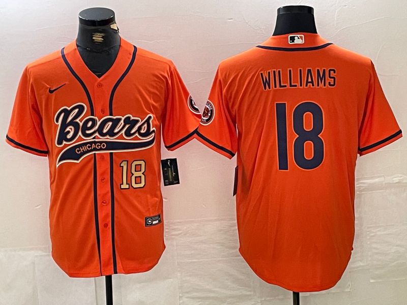 Men Chicago Bears 18 Williams Orange Joint Name 2024 Nike Limited NFL Jersey style 4